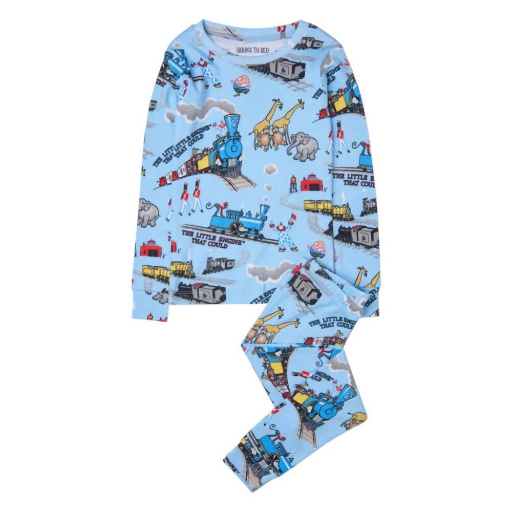 NEW BOOKS TO BED boy's little engine that could pajamas in blue